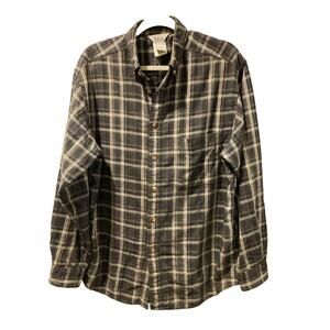 Vintage Y2K REI Shirt Men's Medium Gray Plaid Check Work Shirt